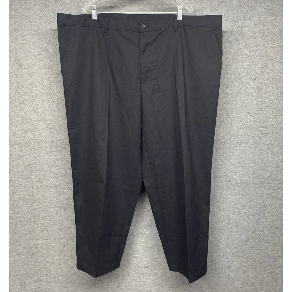 NWT George Fits Men 50x29 Black Classic Fit Flat Front Pants Career Service Wear